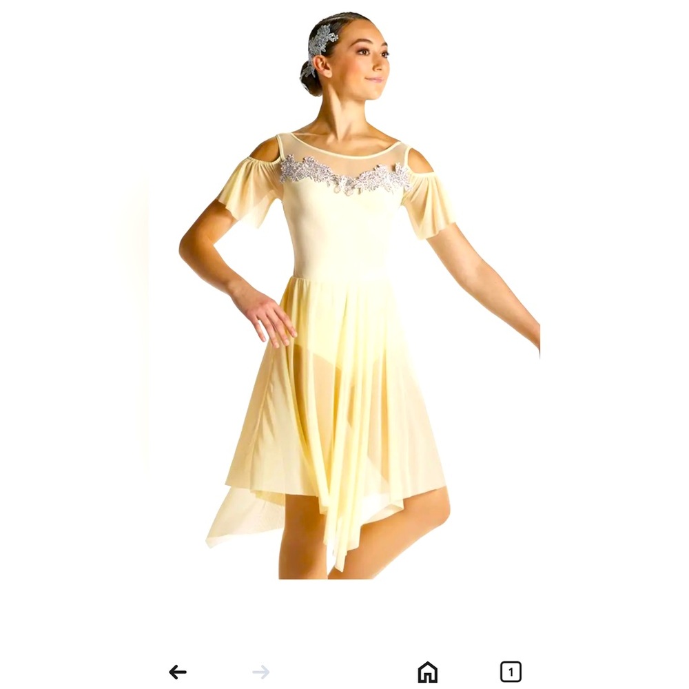 NWT Weissman Ivory Cold Shoulder Dress Dance Halloween Costume Size Large (14)
